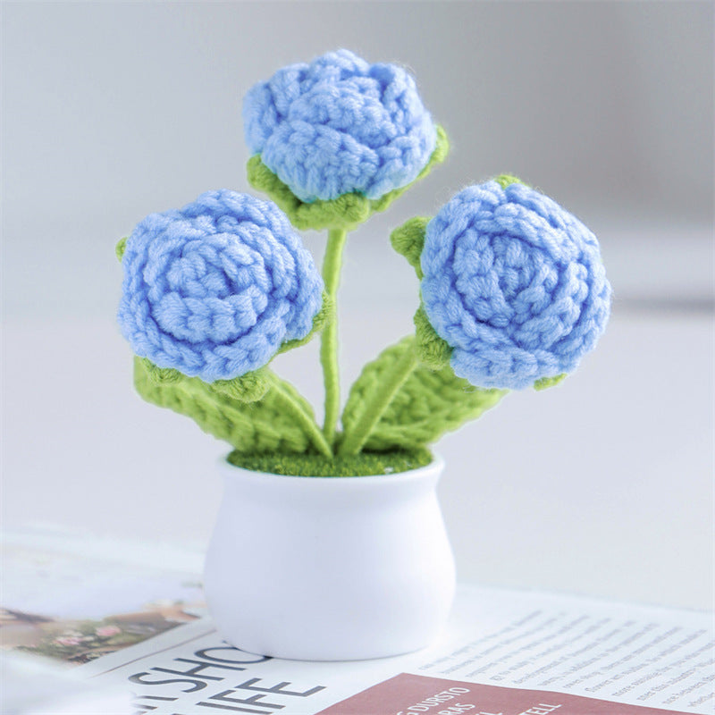 Valentine’s Day Handmade Knitted Flower Pot Gift Decor