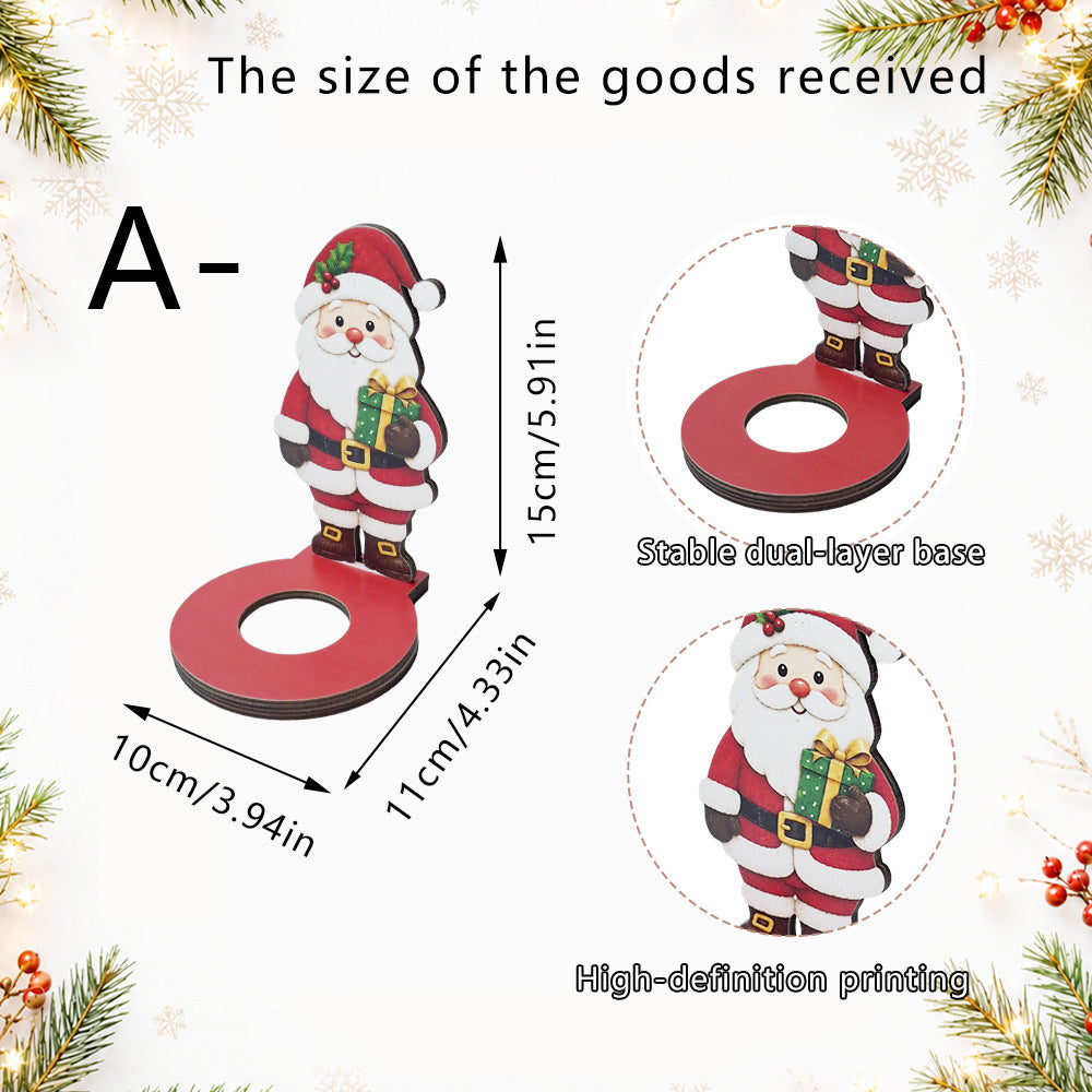 Christmas Wooden Character Candle Holder Tabletop Decor