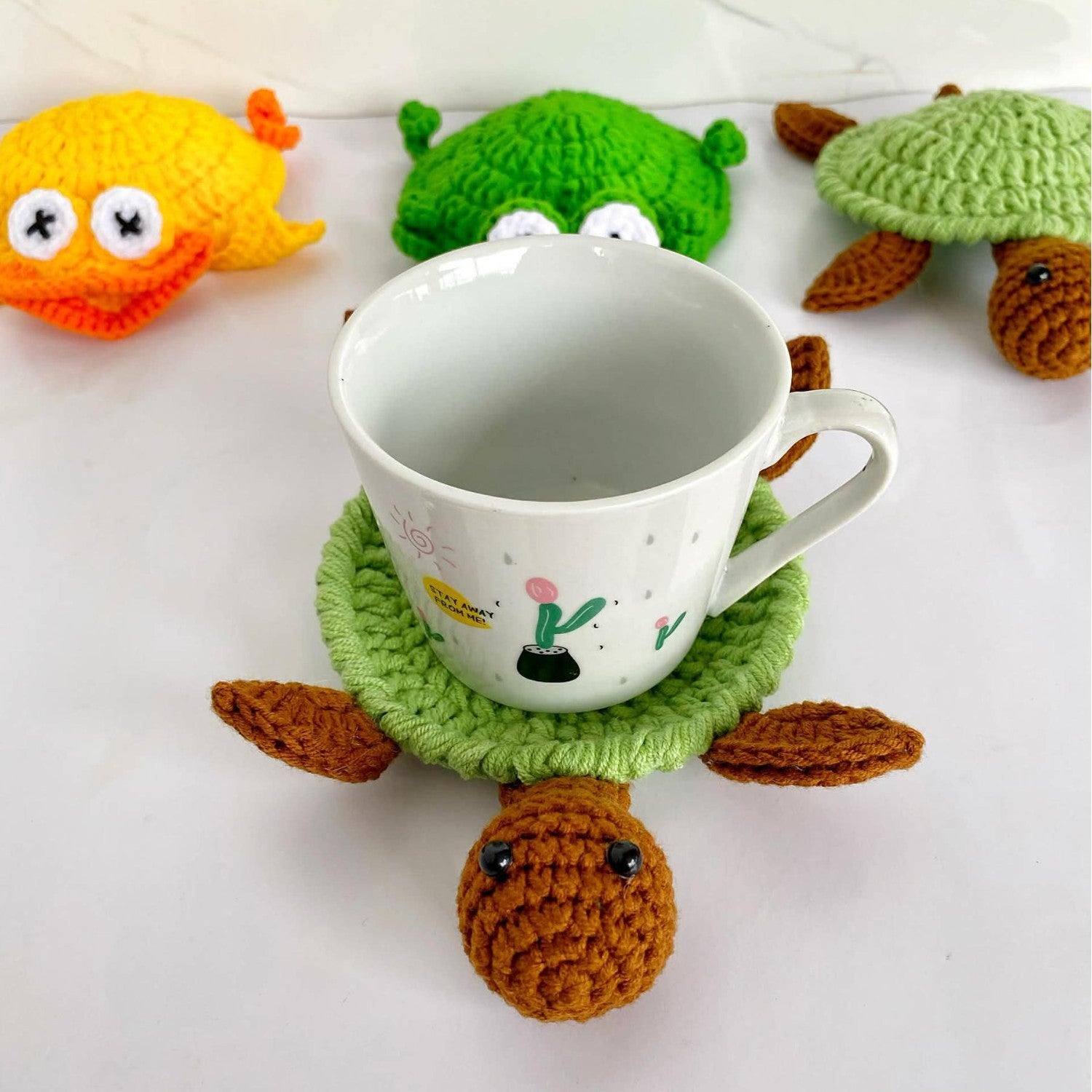 Handmade Crochet Animal Coaster Knit Mug Mat Table Decor