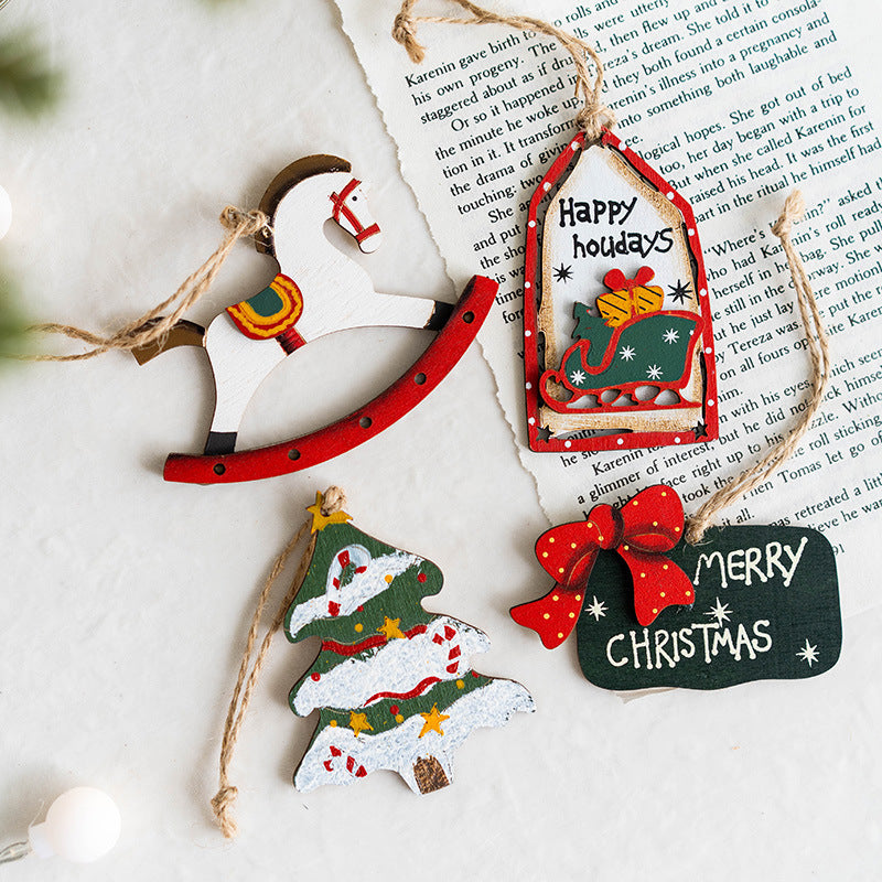 Christmas Wooden Ornament Hanging Decor Holiday Tree Decoration