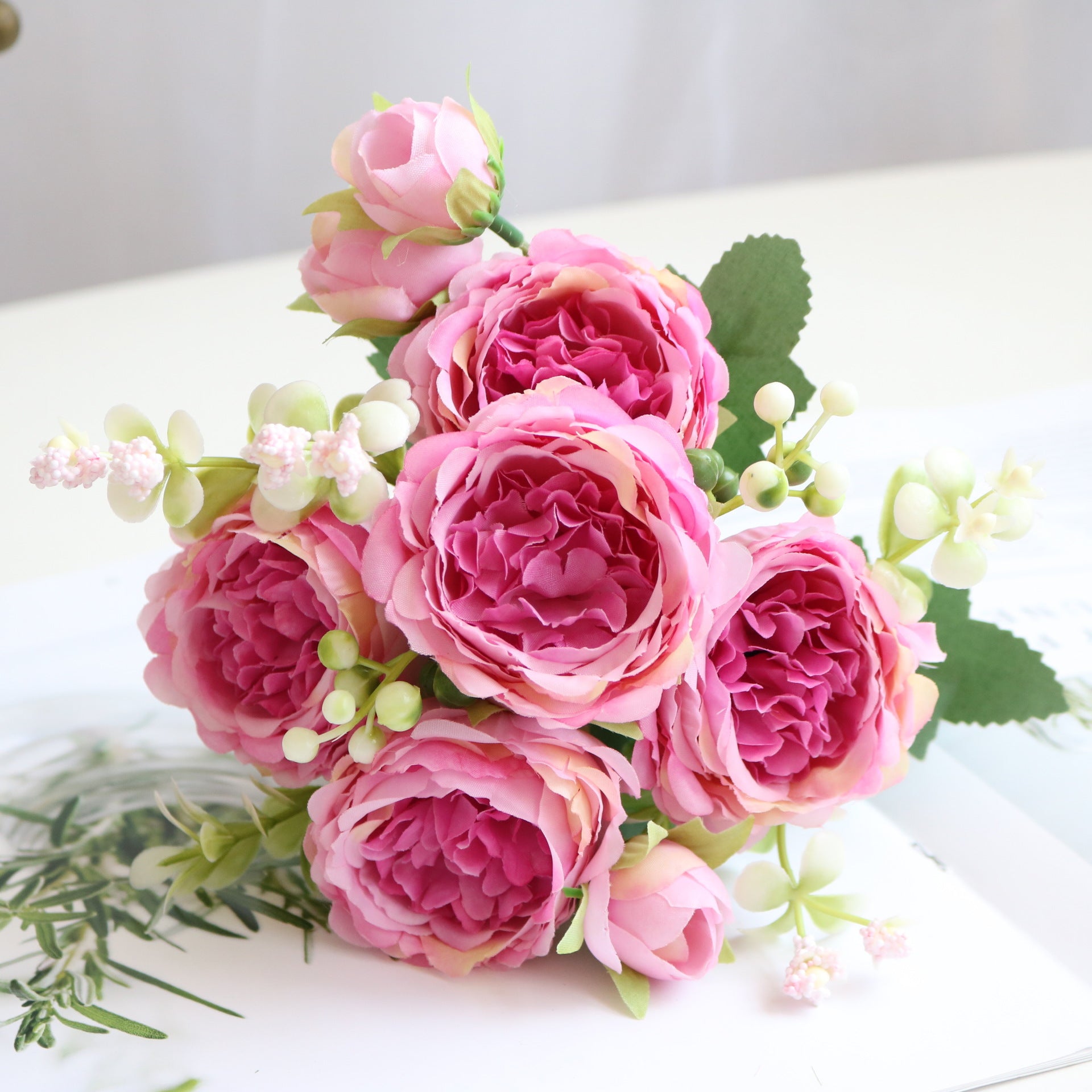 Valentine 5-Head Faux Persian Rose Mini Bouquet Home Decor