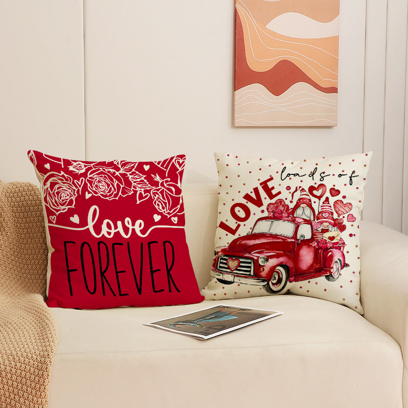 Valentine Red LOVE Pillow Covers Set Rustic Heart Decor