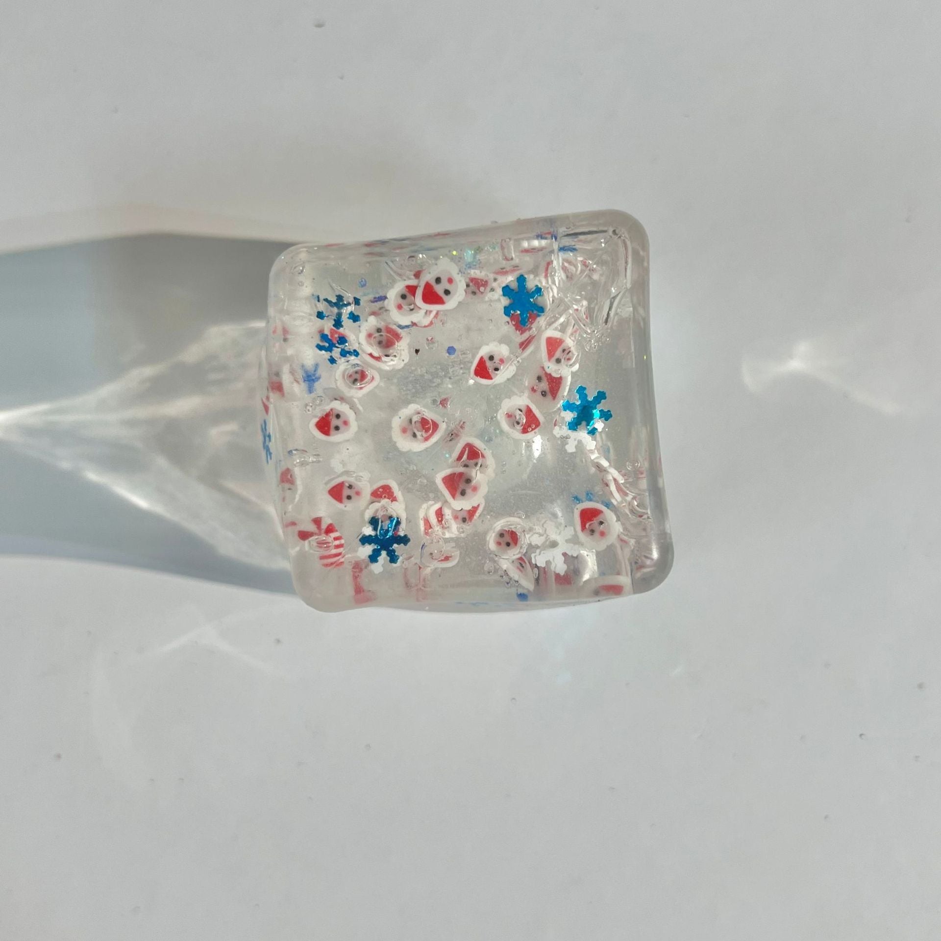Christmas Ice Cube Squishy Clear Glitter Stress Toy