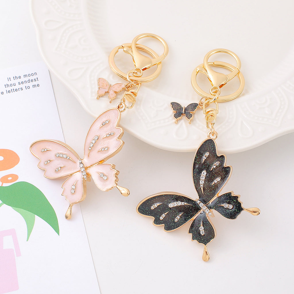 Rhinestone Butterfly Keychain Metal Bag Charm for Women