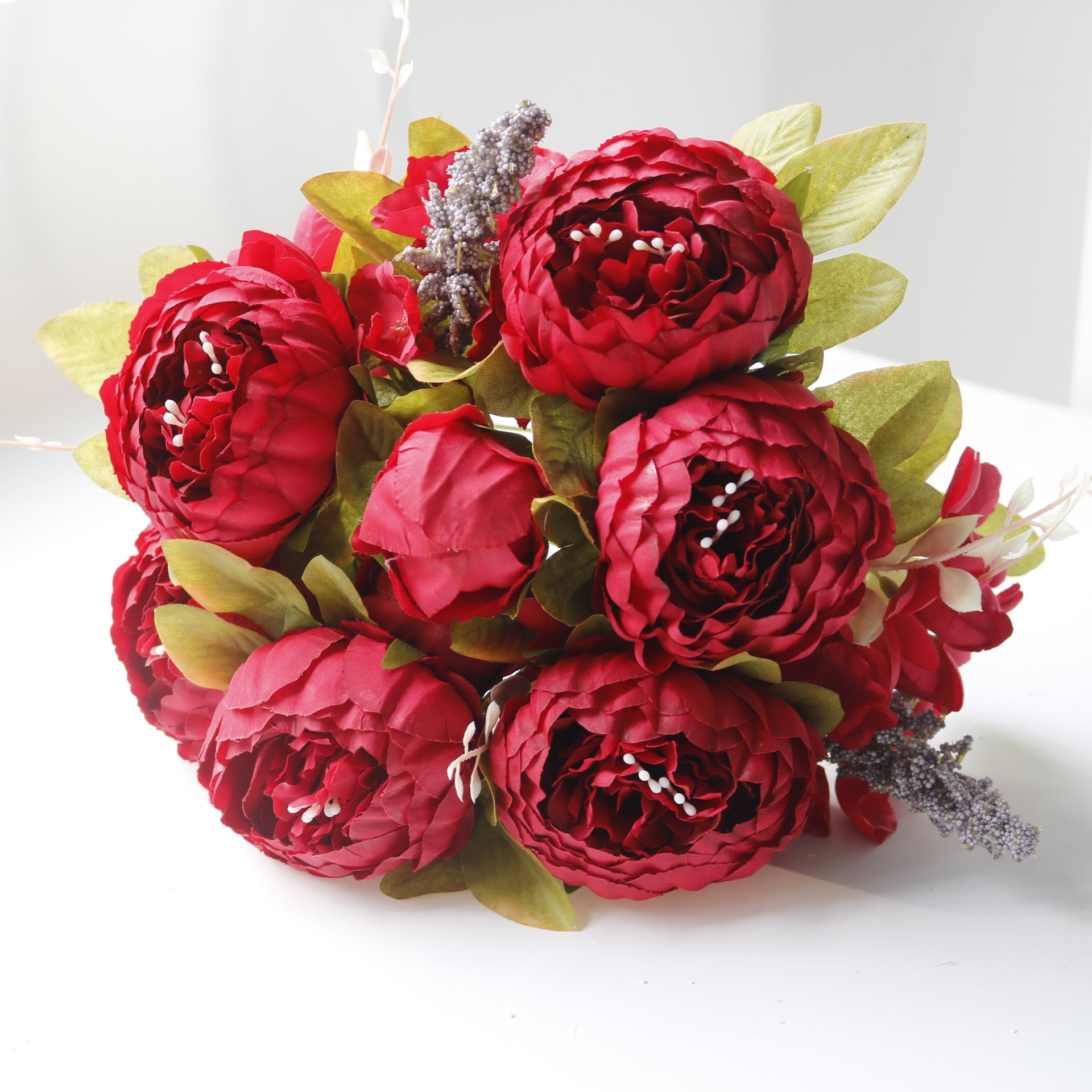 Valentine 13-Head European Faux Peony Autumn Flower Bouquet