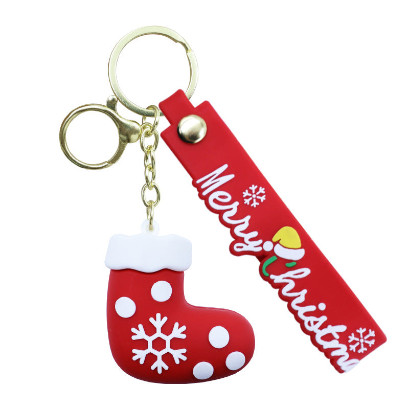 Christmas PVC Soft Rubber 3D Charm Cute Keychain Ornament