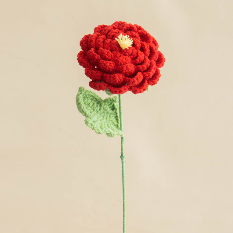 Valentine Handmade Crochet Ranunculus Single Stem Flower