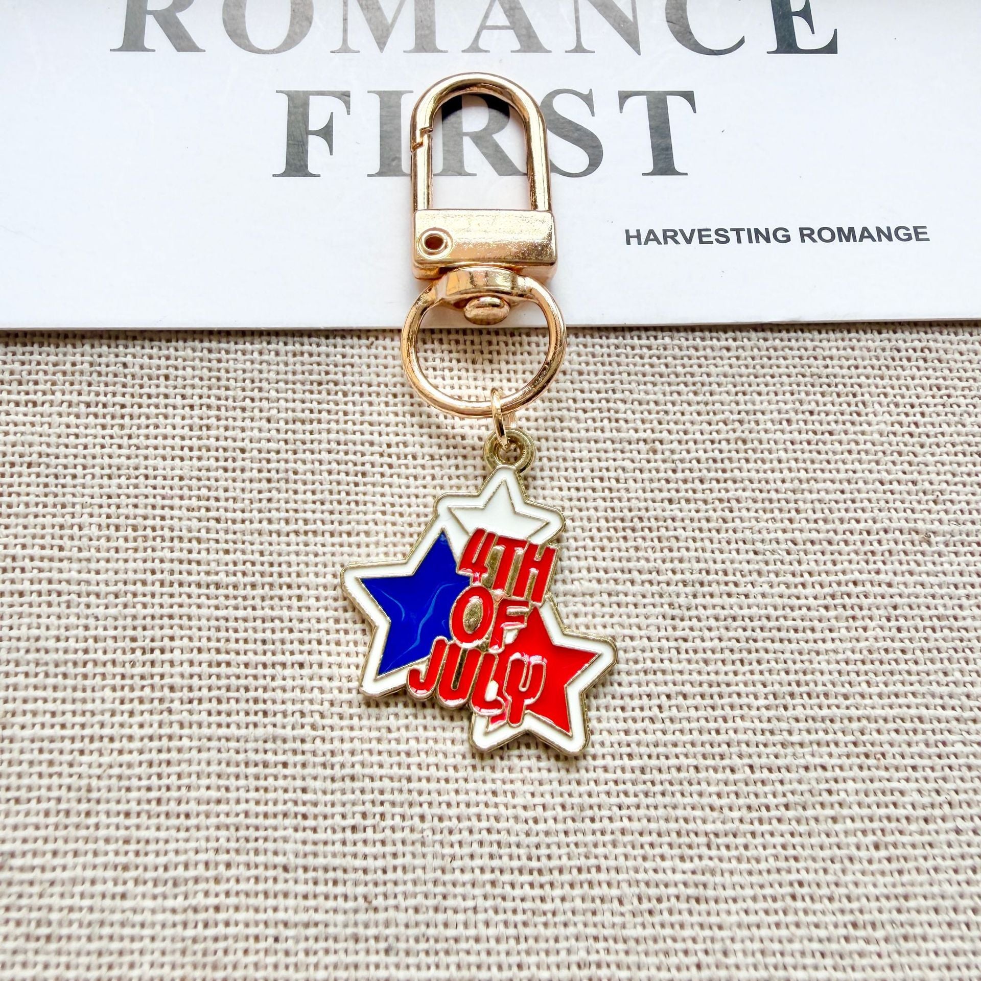 4th of July Patriotic Keychain Set USA Flag Charms