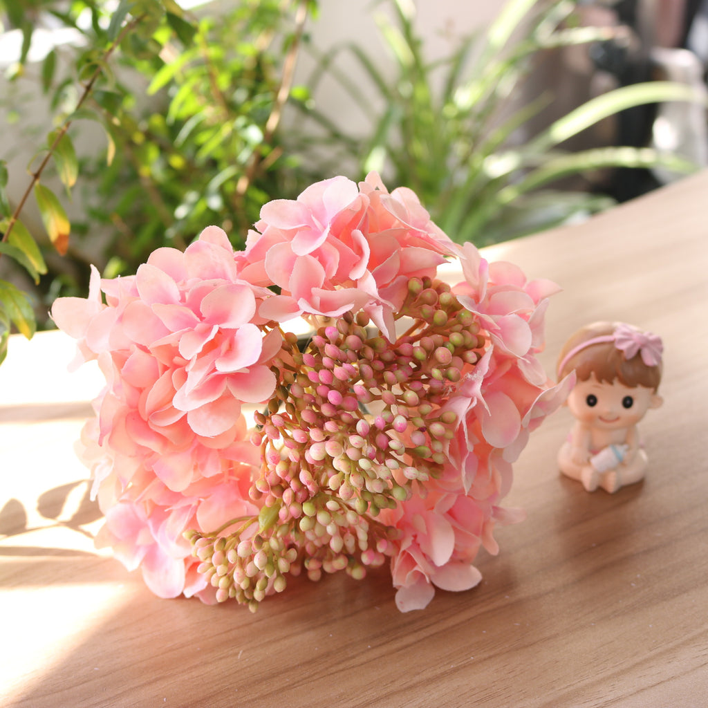 Artificial Hydrangea Carnation Bouquet Faux Flowers Decor