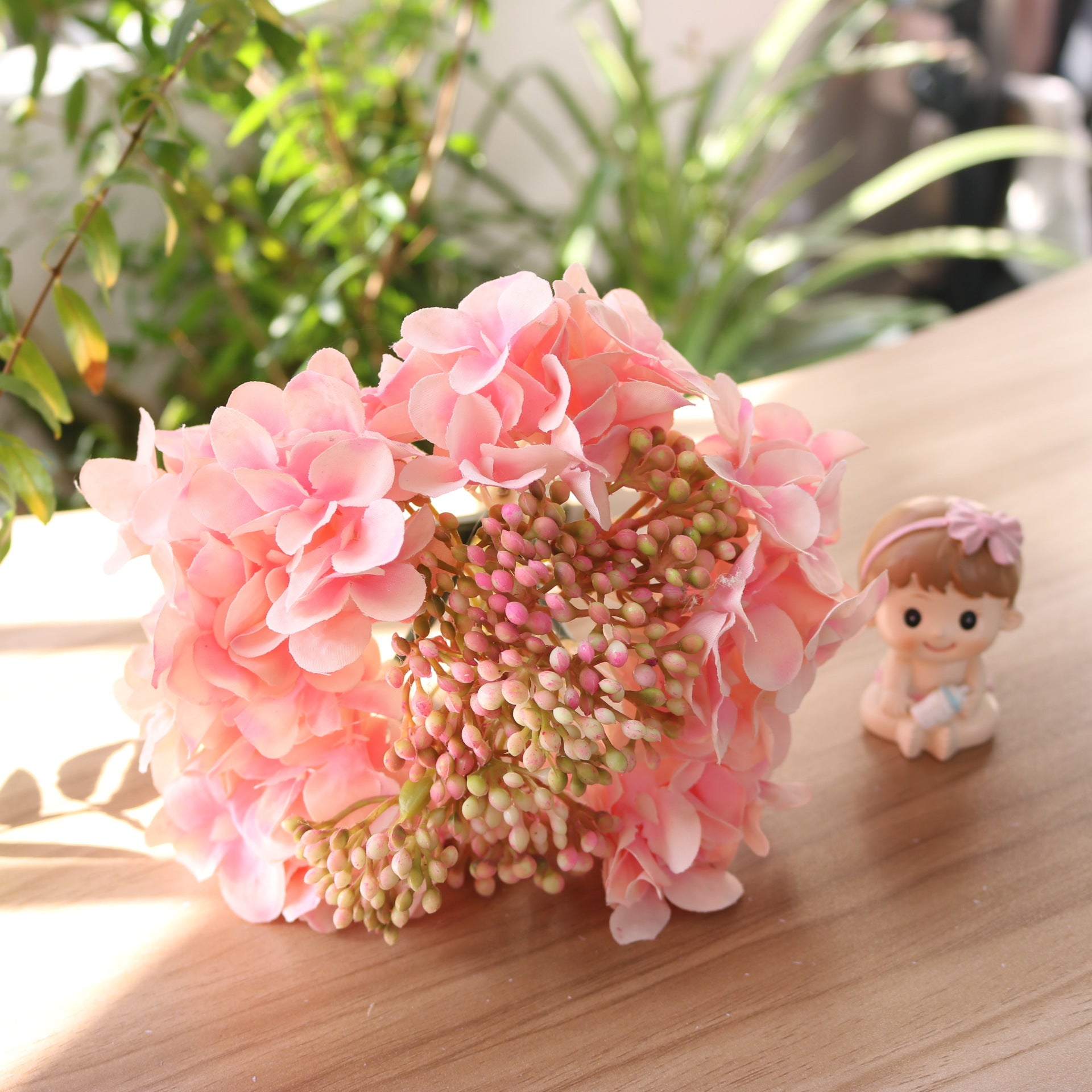 Artificial Hydrangea Carnation Bouquet Faux Flowers Decor