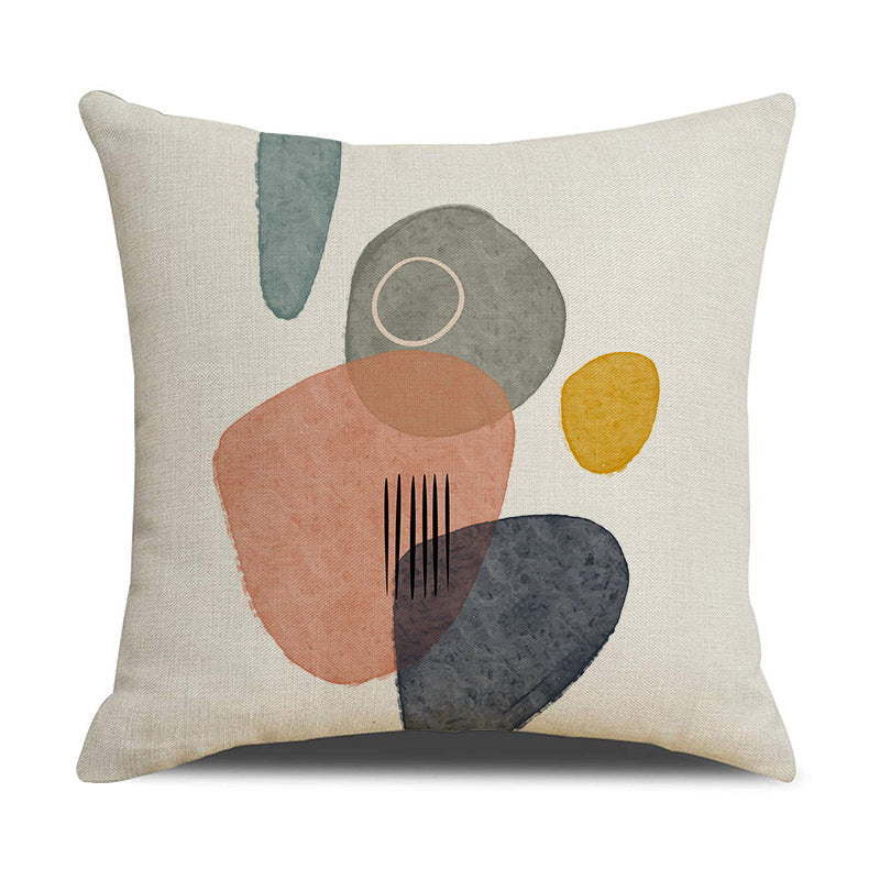 Abstract Geometric Linen Square Throw Pillow Cover