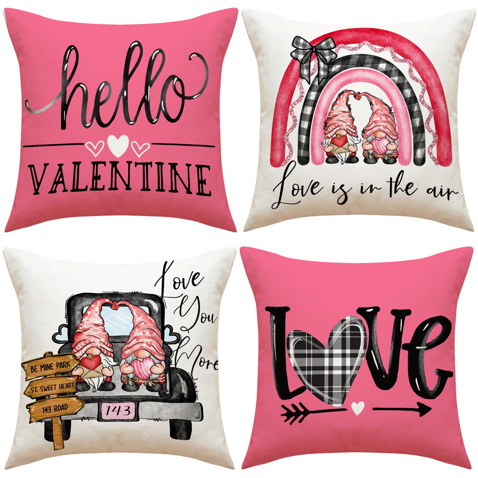 Valentine Gnome Heart Throw Pillow Covers Rustic Home Decor