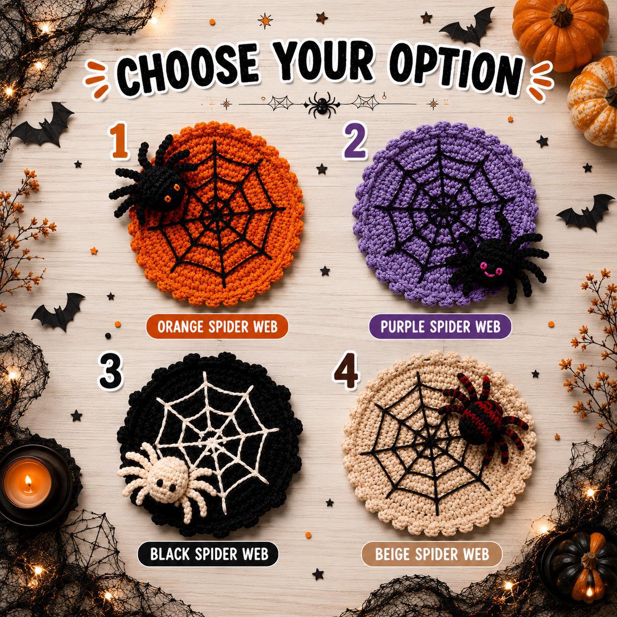 Crochet Spider Web Coaster Halloween Table Decor