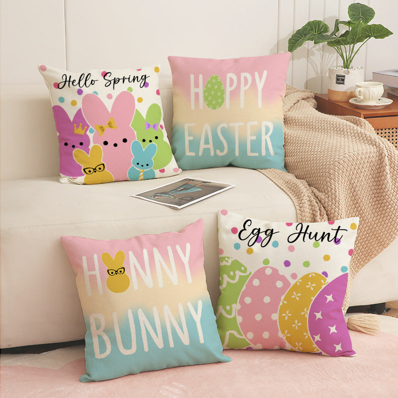 Easter Home Decorations Bunny Pillow Cover 18x18 Inch
