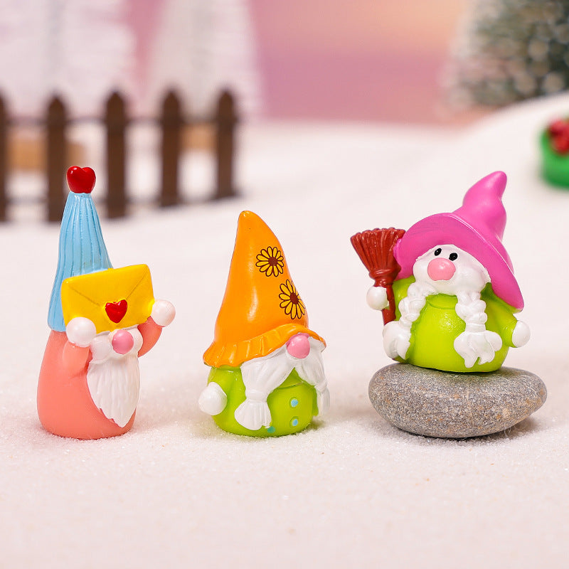 Christmas Gnome Resin Figurine Mini Holiday Decor Collectible