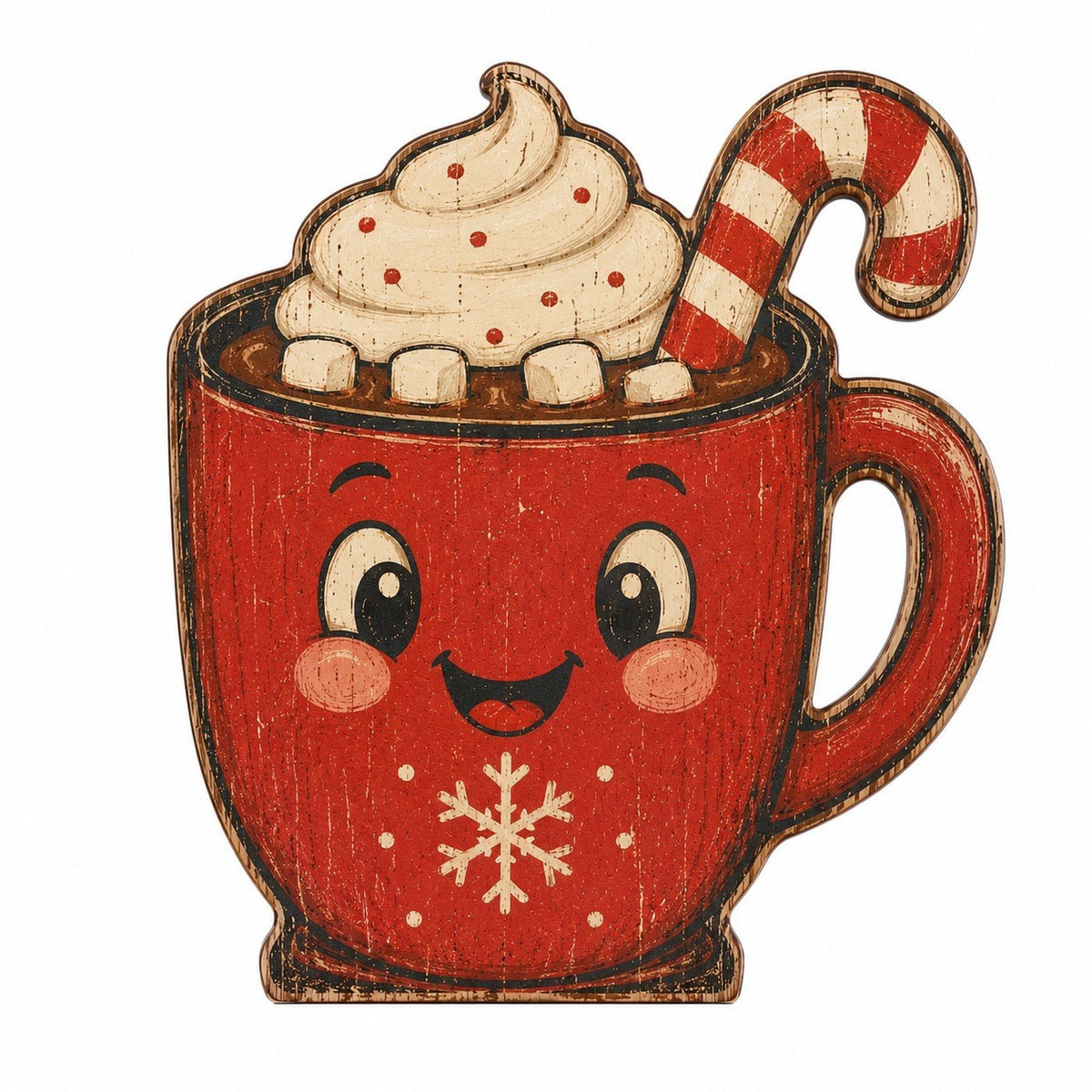 Wooden Christmas Tabletop Decor Double Sided Printed Holiday Figurine