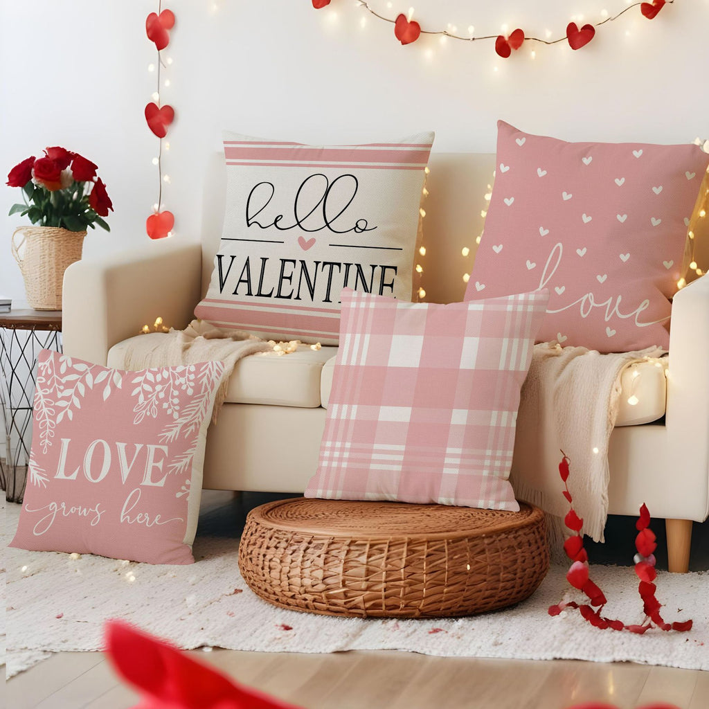 Valentine Pillow Covers Linen Love Print Decorative