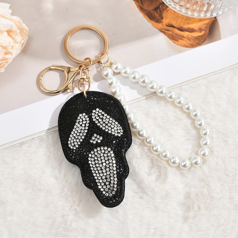 Bling Rhinestone Skull Tassel Keychain Gift