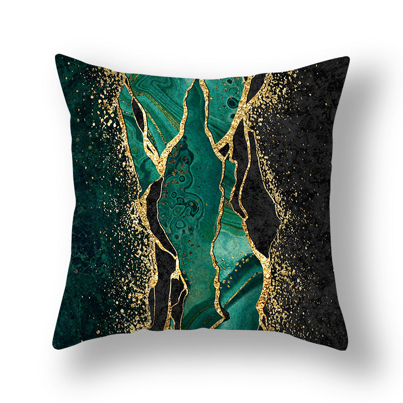 Abstract Gold Foil Linen Throw Pillow Cover 18x18 Square