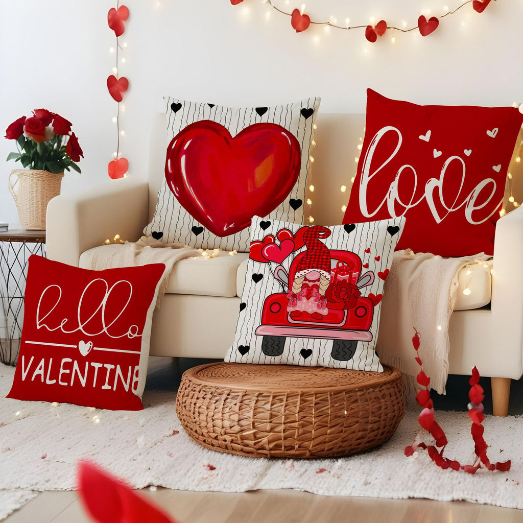 Valentine Red Heart Throw Pillow Cover Romantic Home Decor