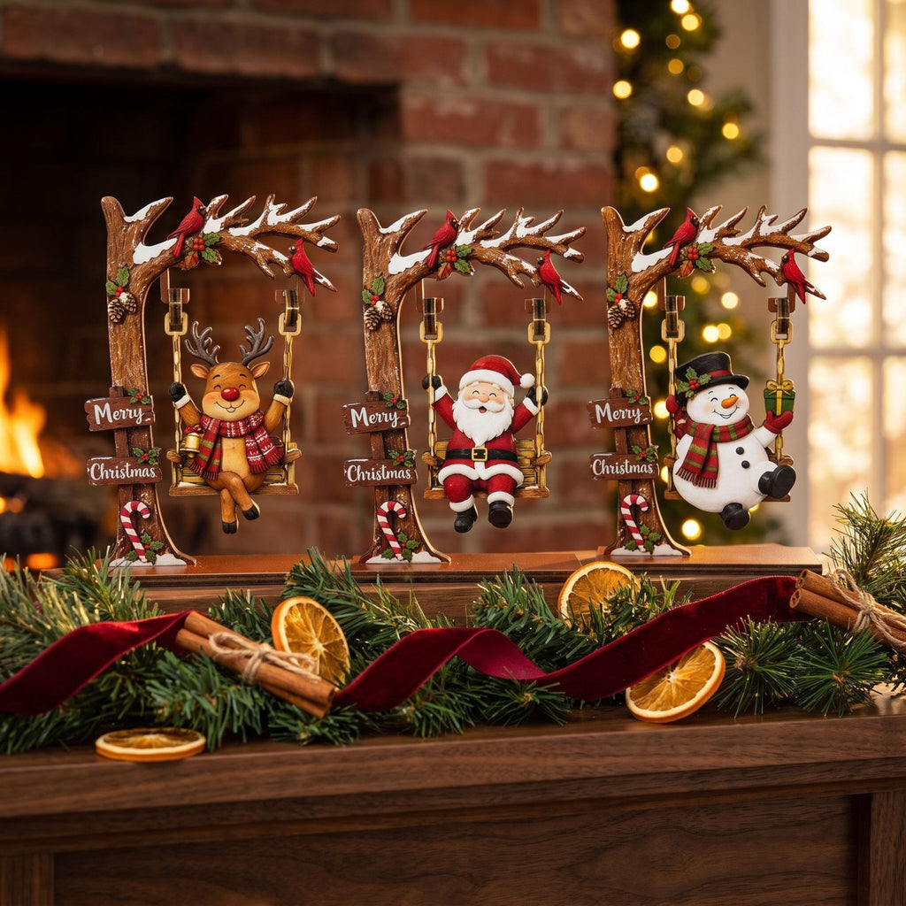 Christmas Wooden Swing Tabletop Holiday Decoration