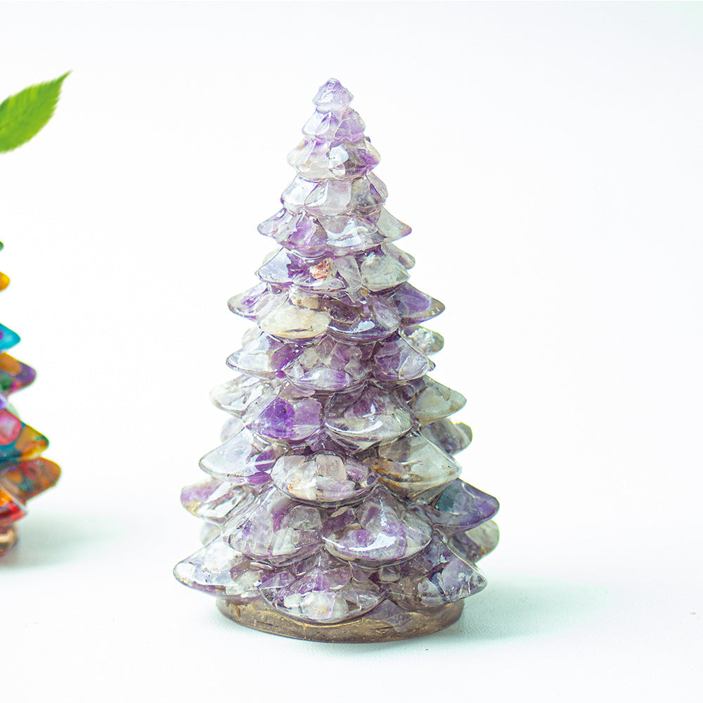 Christmas Resin Tree Figurine Mini Holiday Table Decor