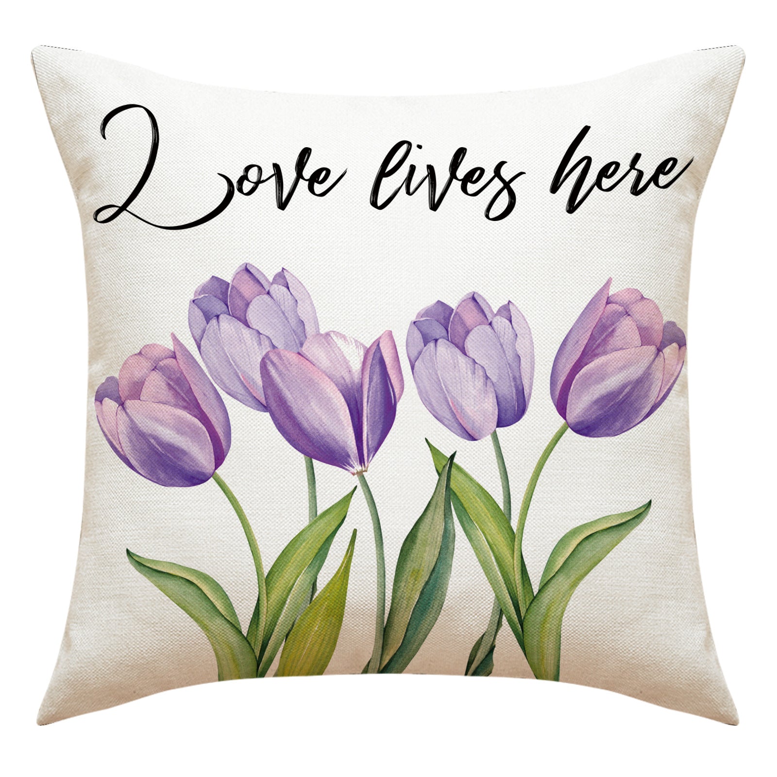 Valentine Tulip Print Linen Pillow Covers Spring Gift Decor