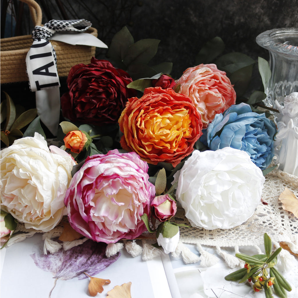 Artificial Peony Stem 2 Heads Faux Silk Flower Home Decor