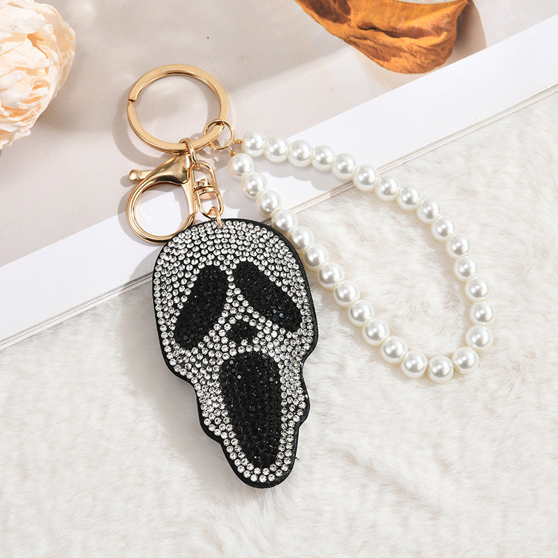 Bling Rhinestone Skull Tassel Keychain Gift