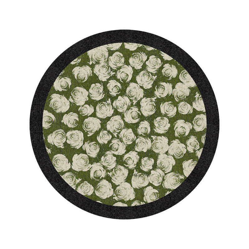 Floral Pattern Rubber Drink Coaster Round Table Decor
