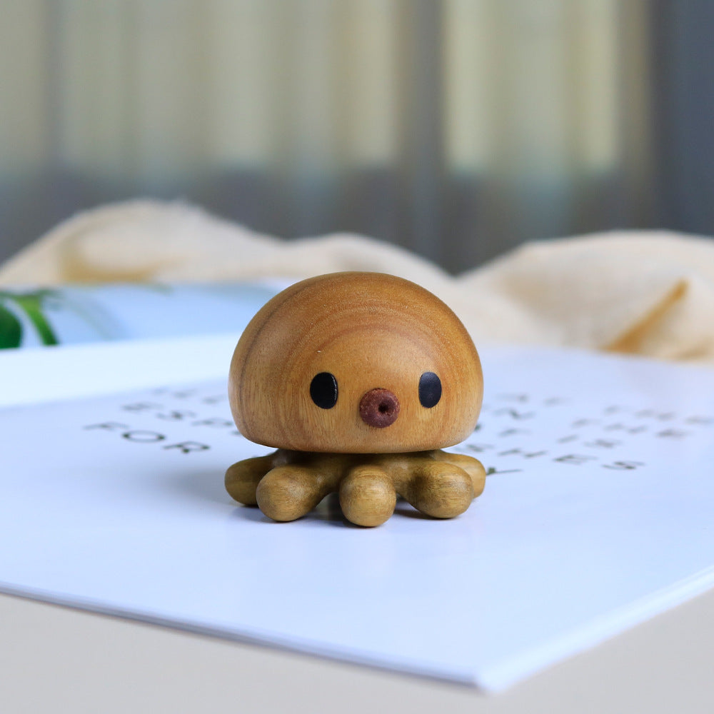 Wooden Octopus Figurine Magnetic Desk Decor Gift