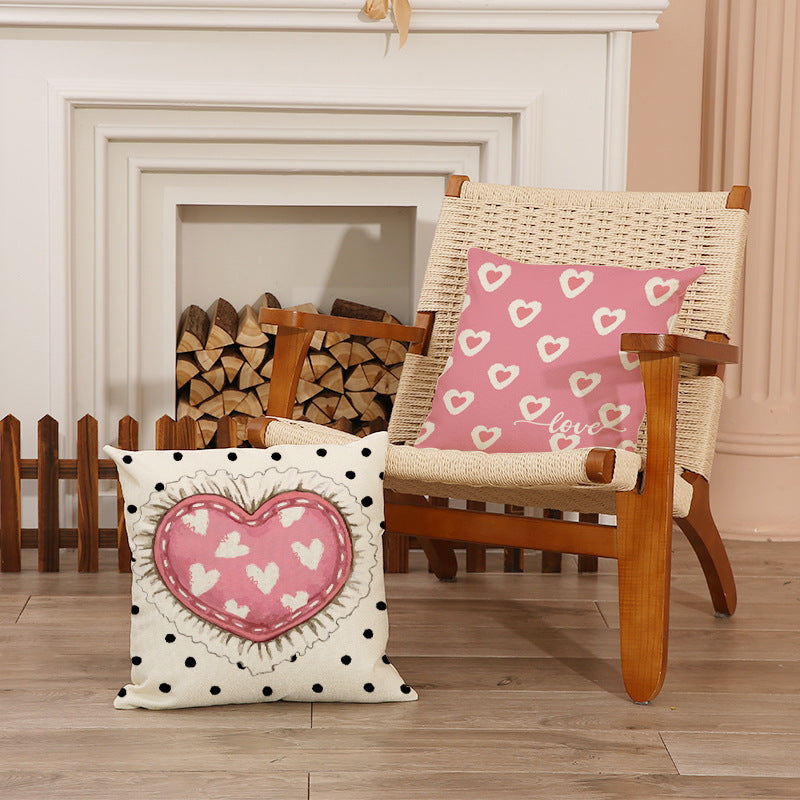 Valentine Heart Love Print Pillow Covers for Romantic Decor