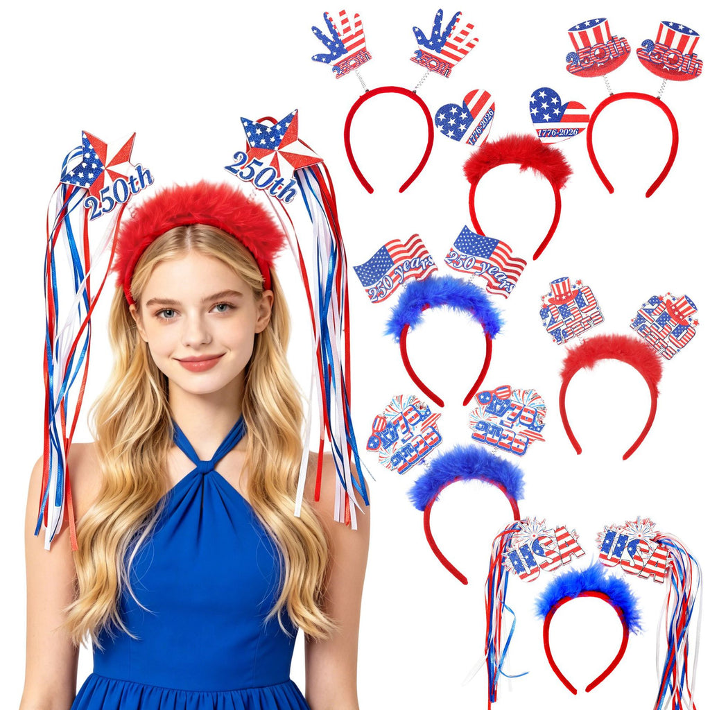 4th of July Patriotic 250th Anniversary Red White Blue Headband