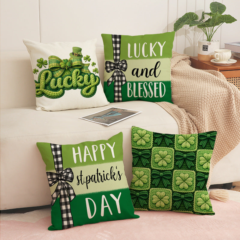 St Patrick’s Day Shamrock Pillow Cover Home Decor 18x18 Inch