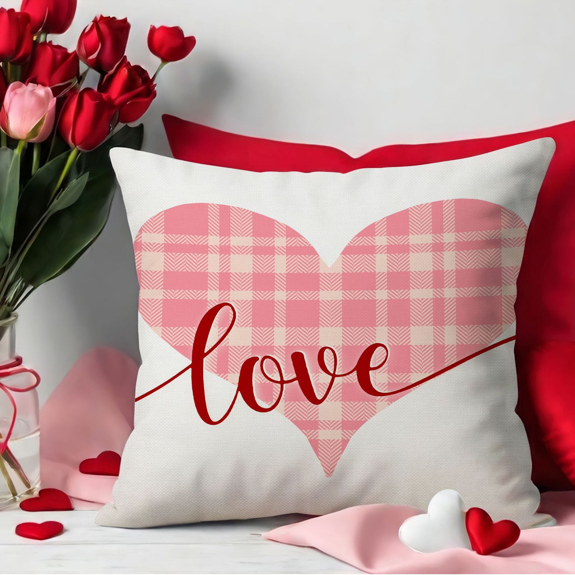 Valentine’s Day Pink Heart Throw Pillow Covers Home Decor