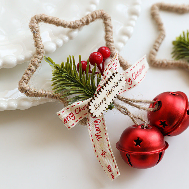Rustic Christmas Star Jingle Bell Door Hanger