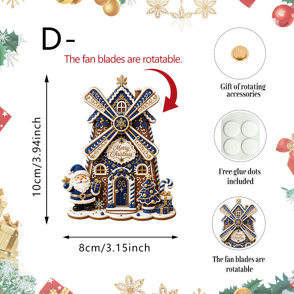 Christmas Fridge Magnet Rotatable Windmill Holiday Decor
