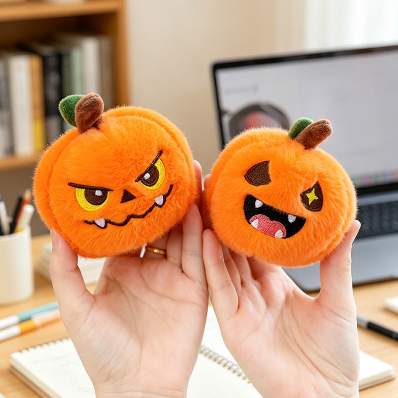 Plush Halloween Pumpkin Hanging Decor Keychain