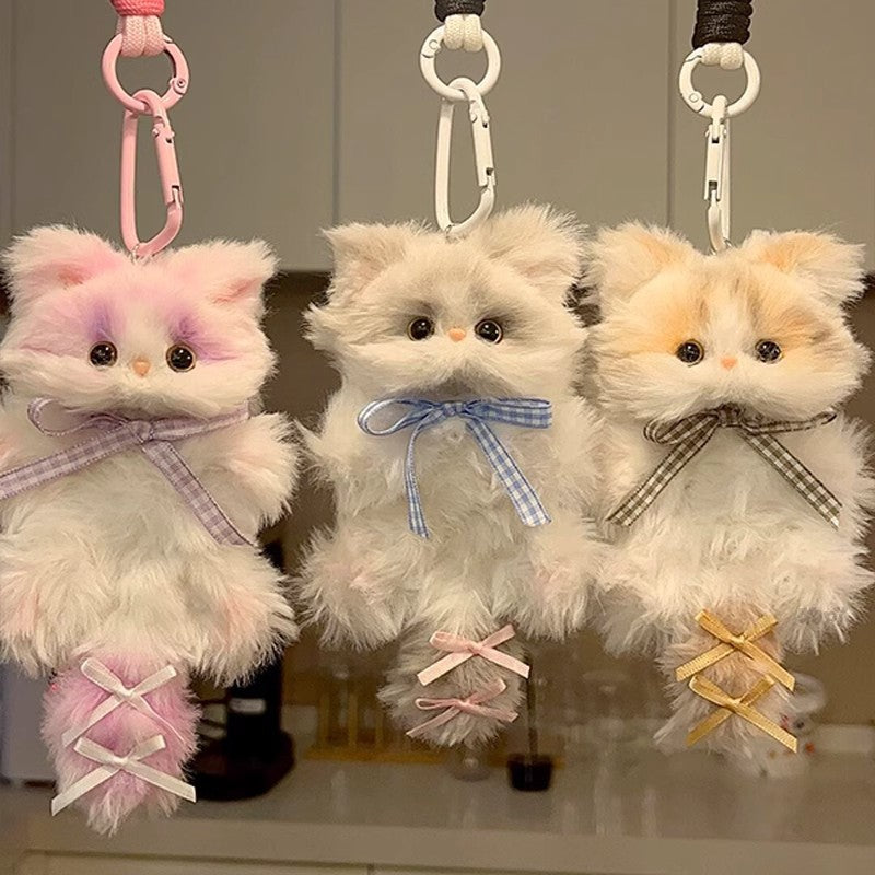 Cute Plush Cat Bag Charm Fluffy Keychain Pendant