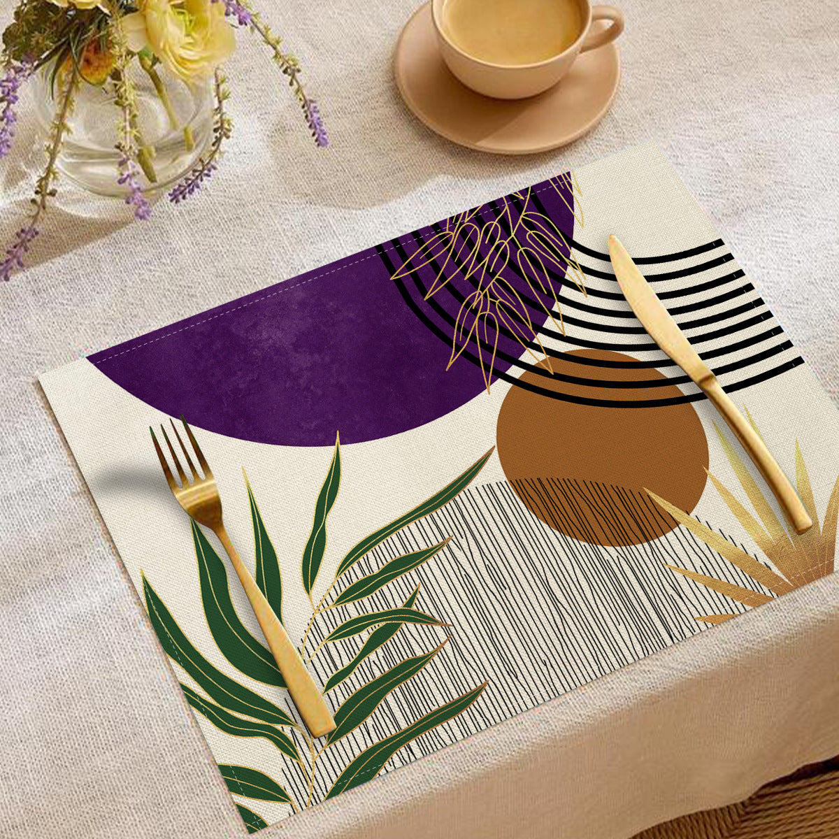 Nordic Geometric Linen Placemats Heat Resistant Table Decor