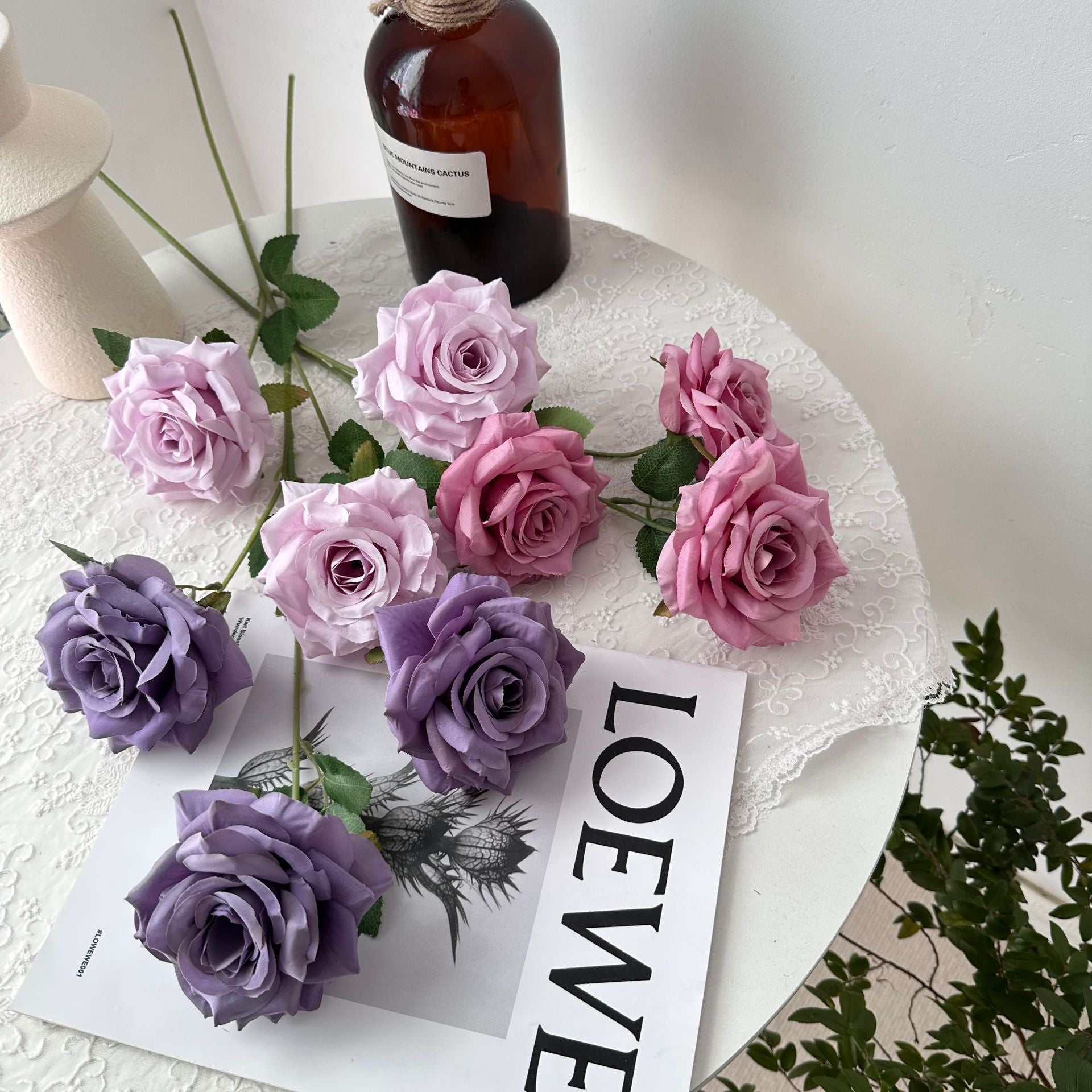 Valentine’s Day 3 Head Faux Rose Bouquet Wedding Decor