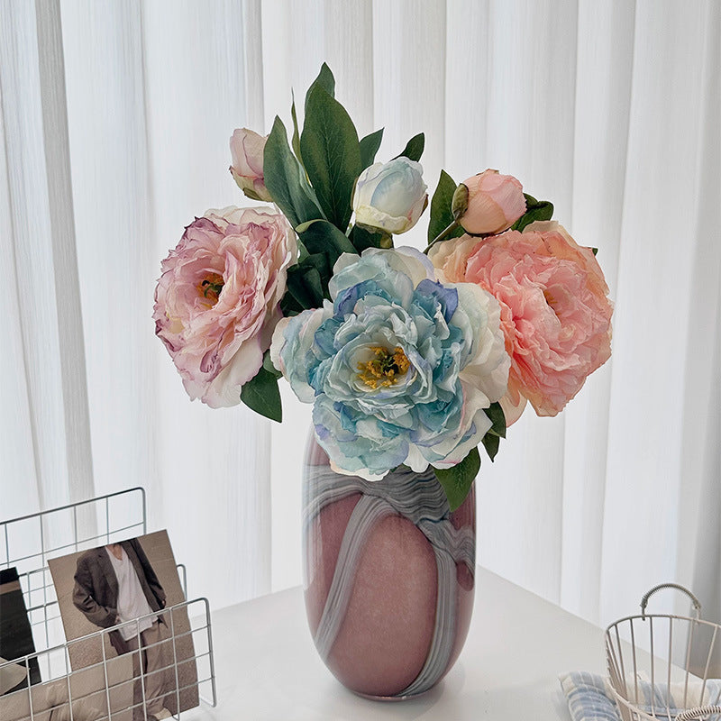 Artificial Peony Flower Stem Faux Floral Vase Home Decor