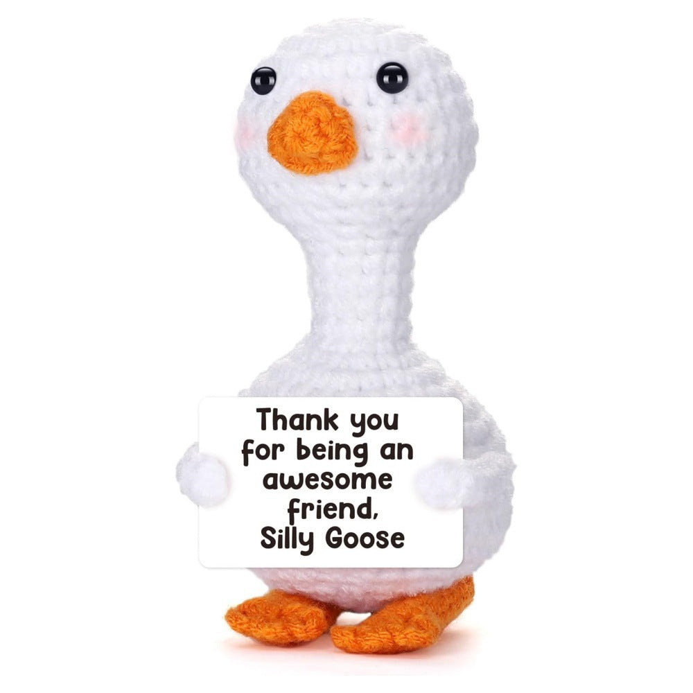 Handmade Crochet Goose Positive Message Plush Gift