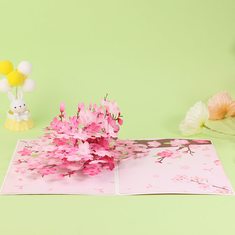 Valentines 3D Pop Up Cherry Blossom Greeting Card Handmade