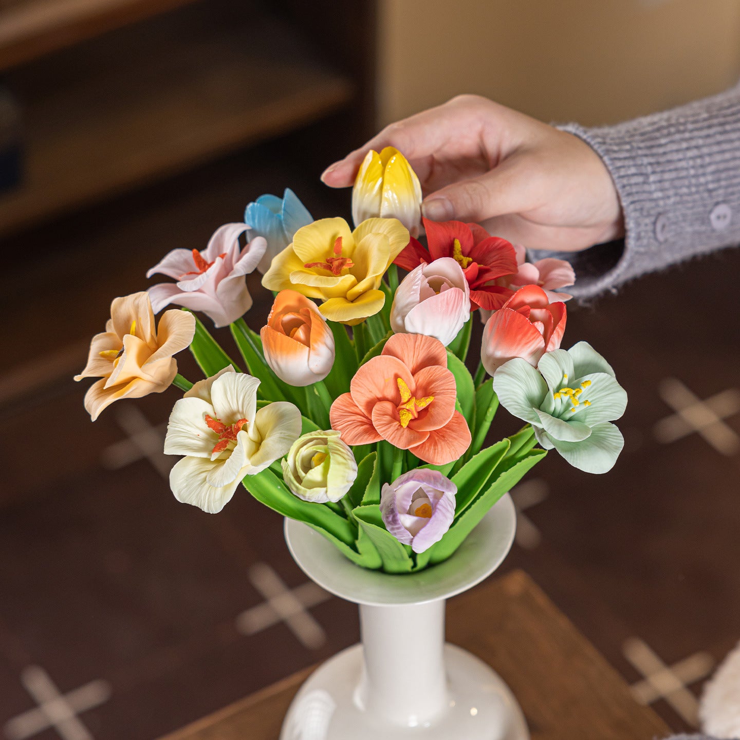 Handcrafted Ceramic Tulip Bloom Floral Stem Home Decor