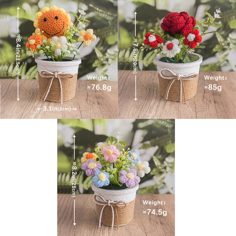 Crochet Puff Flower Pot Large Woven Basket Decor