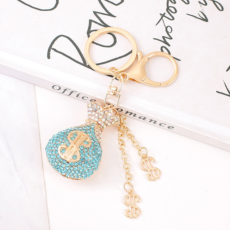 Rhinestone Money Bag Keychain Crystal Dollar Bag Charm