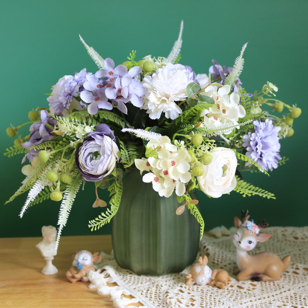 Valentine Faux Carnation Hydrangea Foxtail Grass Bouquet