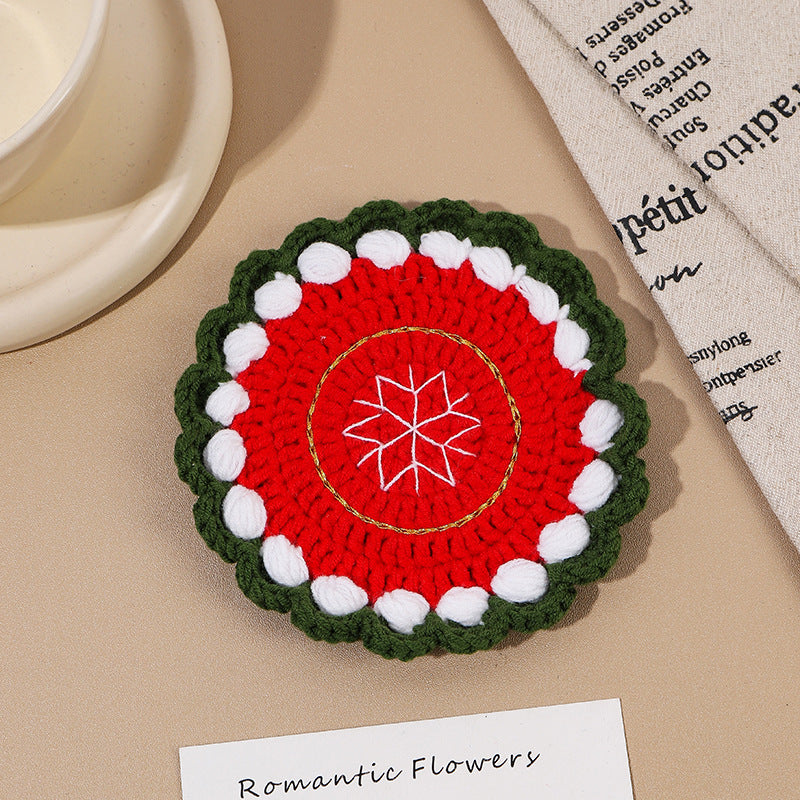 Christmas Crochet Coasters Handmade Holiday Tabletop Decor