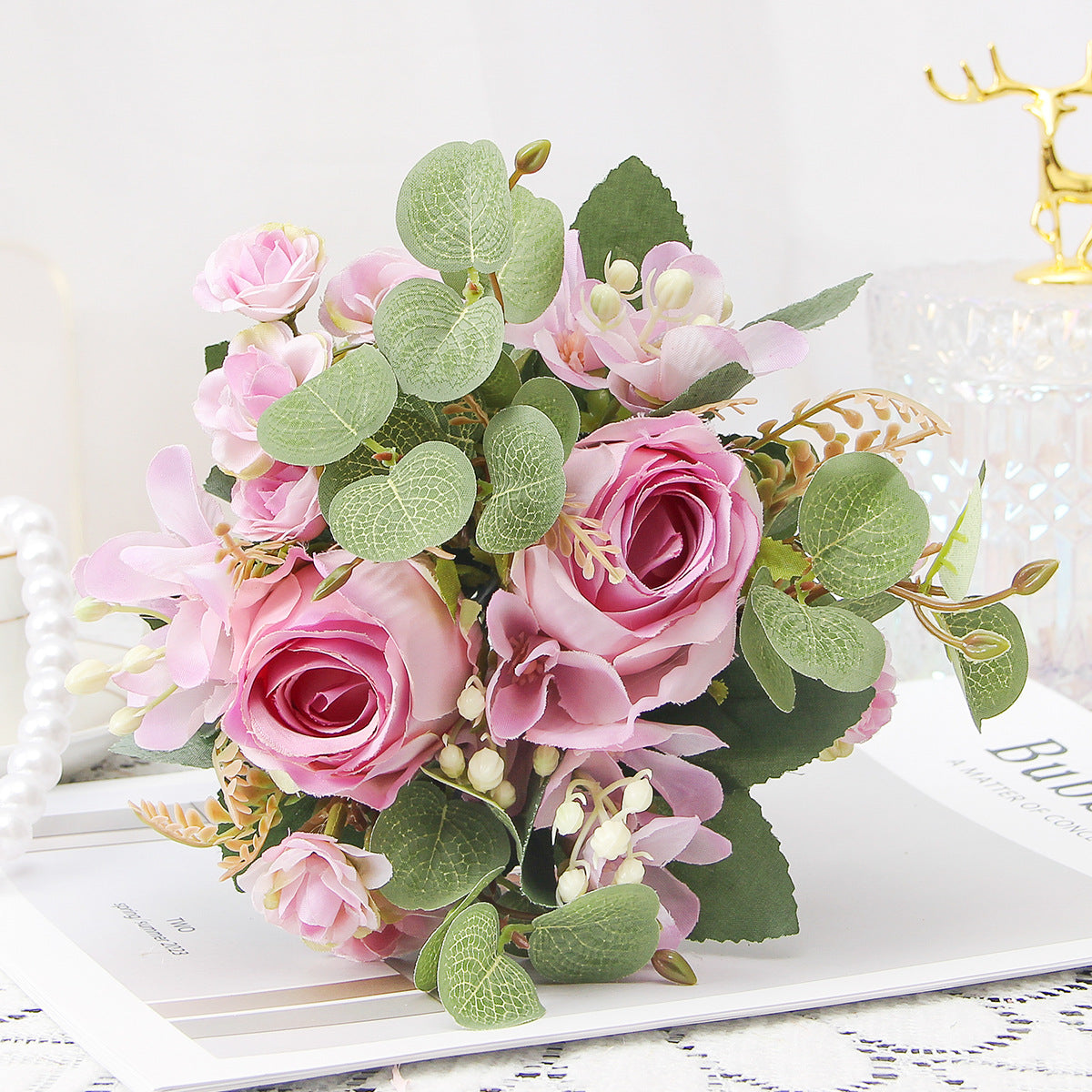 Valentine Artificial Rose Bouquet Home Decor Faux Floral